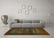 Machine Washable Abstract Turquoise Contemporary Area Rugs in a Living Room,, wshcon1499turq