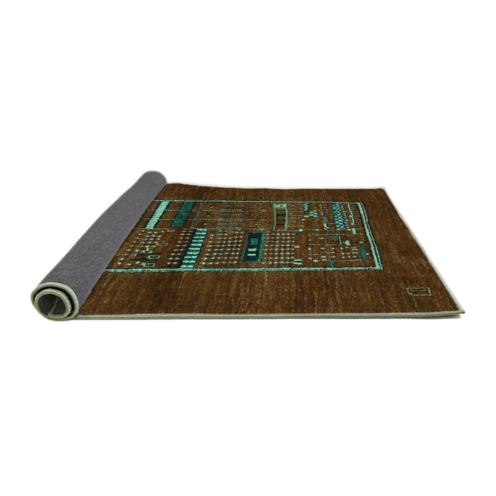 Sideview of Abstract Turquoise Contemporary Rug, con1499turq