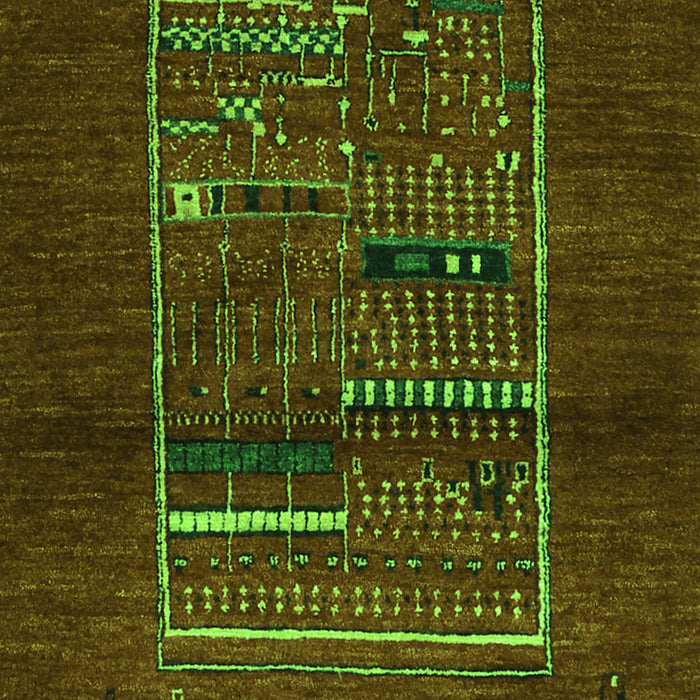 Serging Thickness of Machine Washable Abstract Green Contemporary Area Rugs, wshcon1499grn