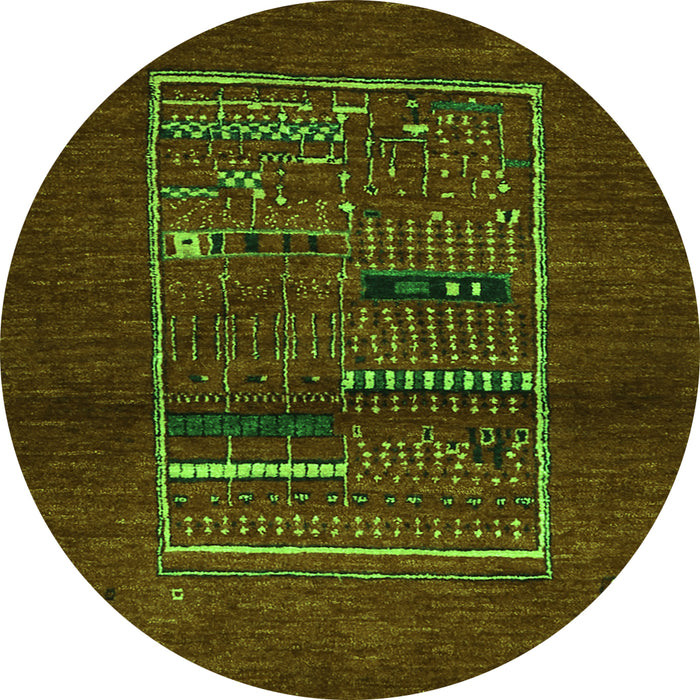 Square Abstract Green Contemporary Rug, con1499grn