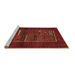 Sideview of Machine Washable Abstract Brown Contemporary Rug, wshcon1499brn