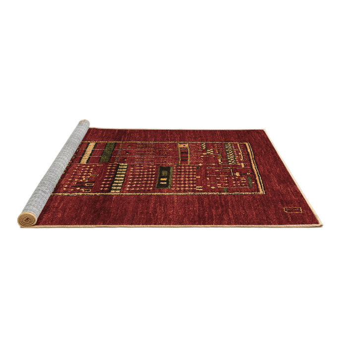 Sideview of Machine Washable Abstract Brown Contemporary Rug, wshcon1499brn