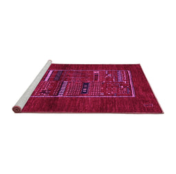 Sideview of Machine Washable Abstract Pink Contemporary Rug, wshcon1499pnk