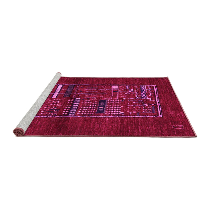 Sideview of Machine Washable Abstract Pink Contemporary Rug, wshcon1499pnk