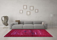 Machine Washable Abstract Pink Contemporary Rug, wshcon1499pnk