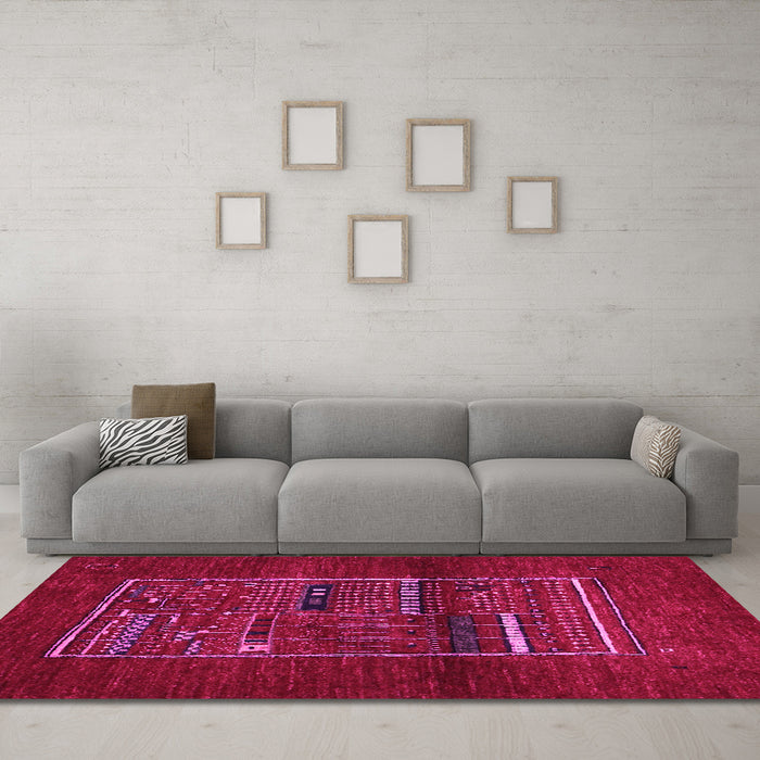 Machine Washable Abstract Pink Contemporary Rug in a Living Room, wshcon1499pnk