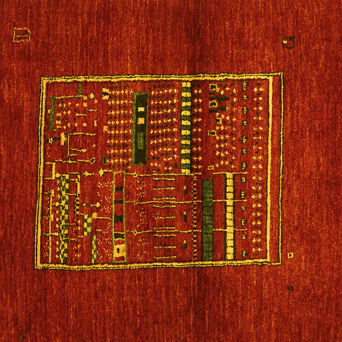 Square Abstract Yellow Contemporary Rug, con1499yw