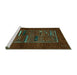 Sideview of Machine Washable Abstract Turquoise Contemporary Area Rugs, wshcon1499turq