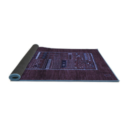 Sideview of Abstract Blue Contemporary Rug, con1499blu