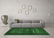 Machine Washable Abstract Emerald Green Contemporary Area Rugs in a Living Room,, wshcon1499emgrn