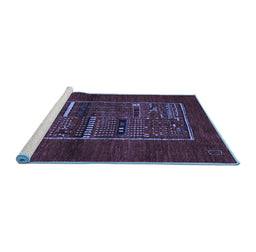 Sideview of Machine Washable Abstract Blue Contemporary Rug, wshcon1499blu