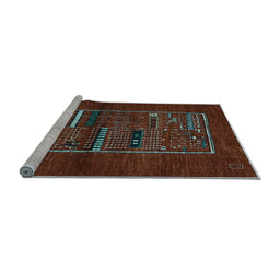 Sideview of Machine Washable Abstract Light Blue Contemporary Rug, wshcon1499lblu
