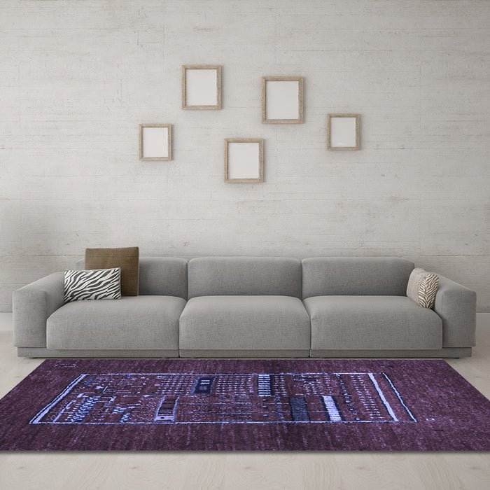 Machine Washable Abstract Blue Contemporary Rug in a Living Room, wshcon1499blu