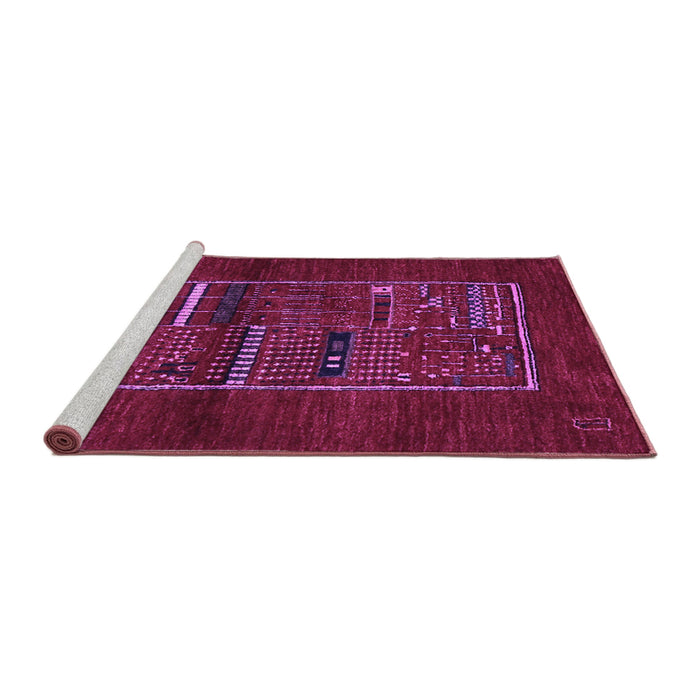 Sideview of Machine Washable Abstract Purple Contemporary Area Rugs, wshcon1499pur