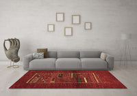 Machine Washable Abstract Brown Contemporary Rug, wshcon1499brn