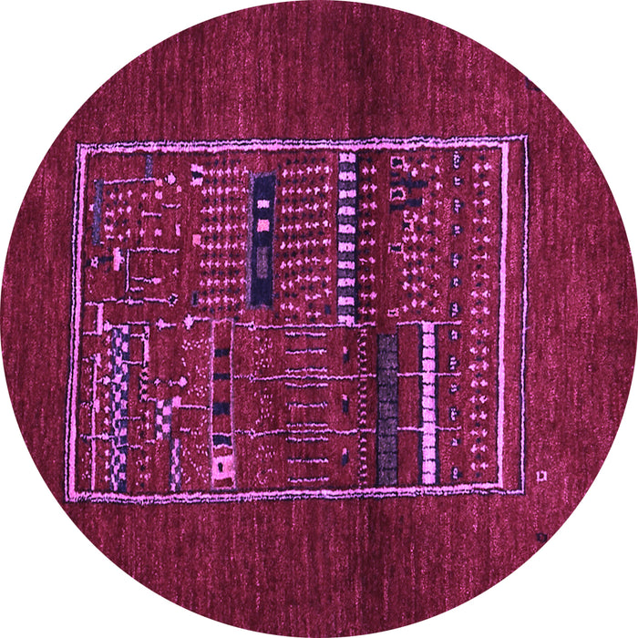 Round Machine Washable Abstract Purple Contemporary Area Rugs, wshcon1499pur