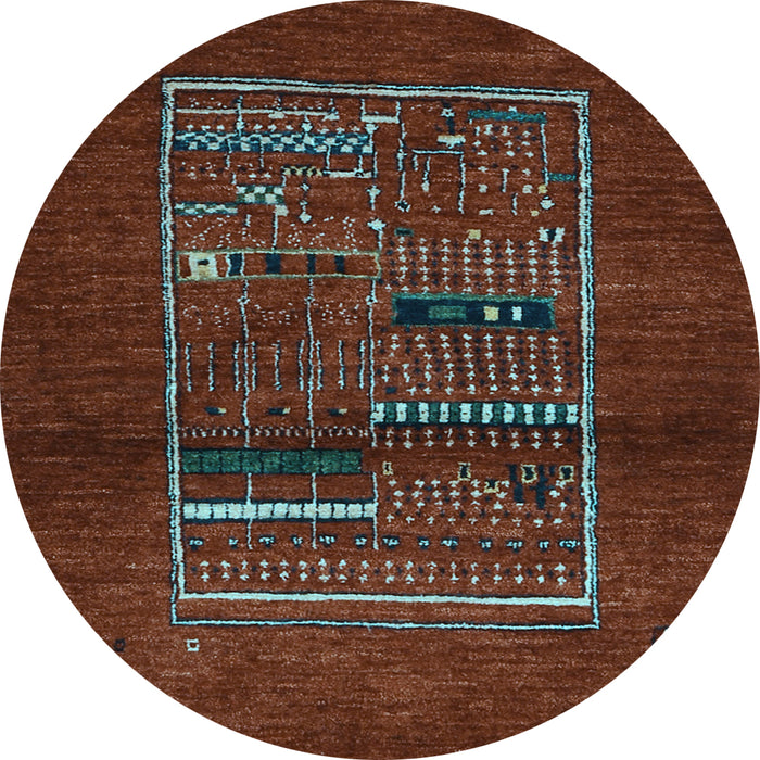 Round Machine Washable Abstract Light Blue Contemporary Rug, wshcon1499lblu