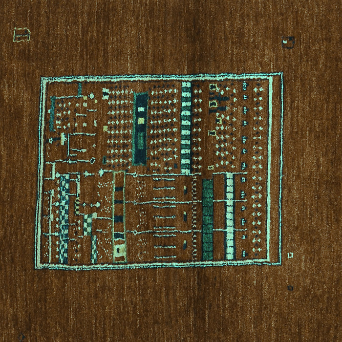 Square Machine Washable Abstract Turquoise Contemporary Area Rugs, wshcon1499turq