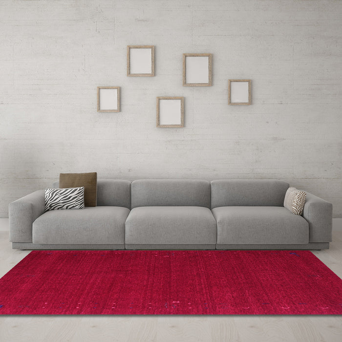 Machine Washable Abstract Pink Contemporary Rug in a Living Room, wshcon149pnk