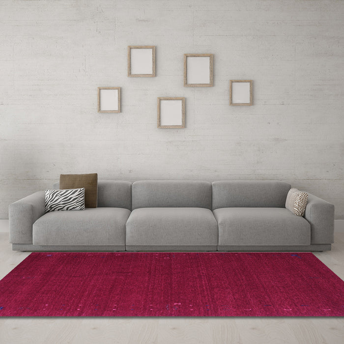 Machine Washable Abstract Purple Contemporary Area Rugs in a Living Room, wshcon149pur
