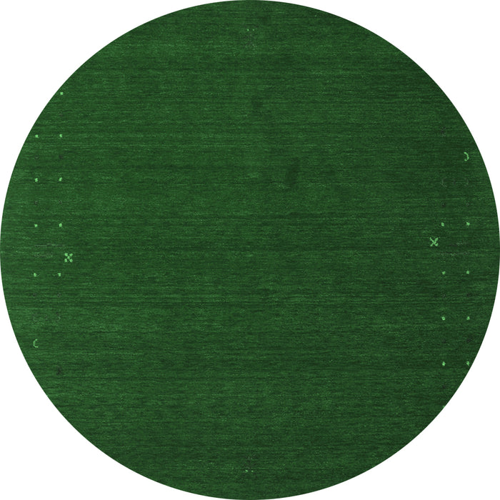 Round Machine Washable Abstract Emerald Green Contemporary Area Rugs, wshcon149emgrn