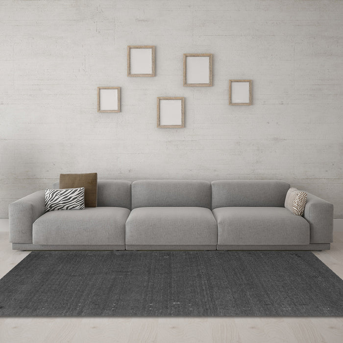 Machine Washable Abstract Gray Contemporary Rug in a Living Room,, wshcon149gry