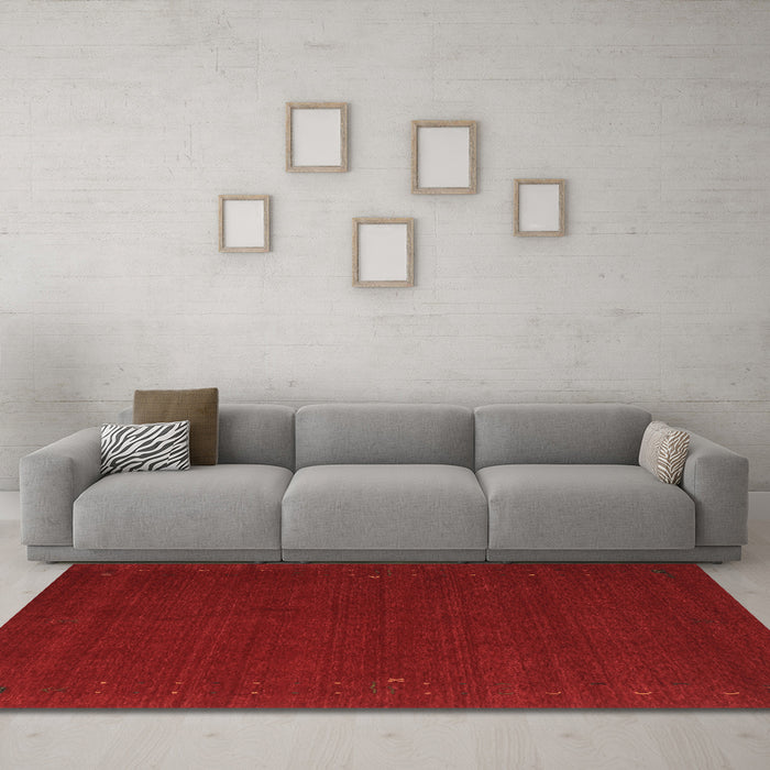 Machine Washable Abstract Brown Contemporary Rug in a Living Room,, wshcon149brn