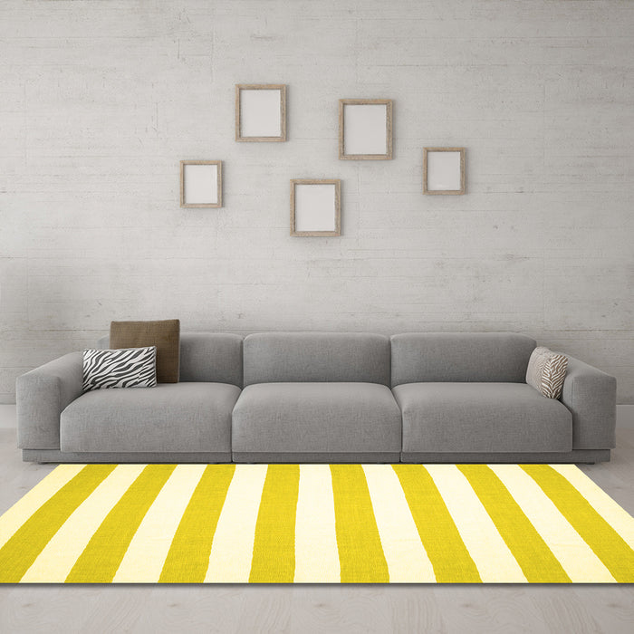 Machine Washable Abstract Yellow Contemporary Rug in a Living Room, wshcon14yw