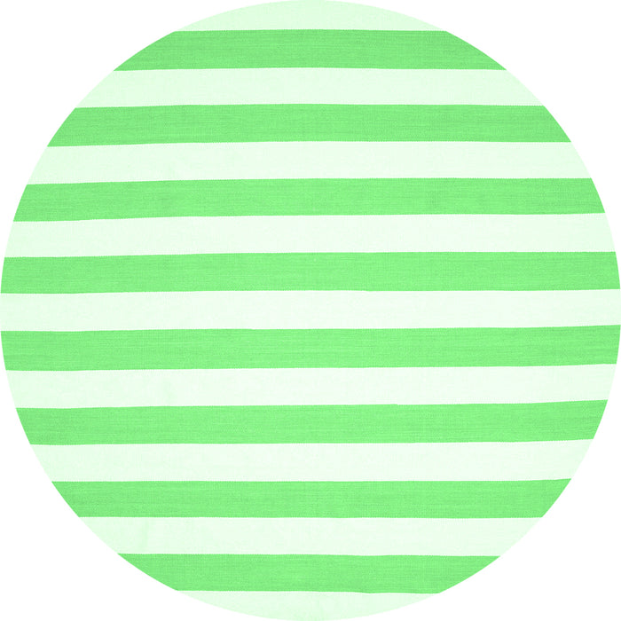 Round Machine Washable Abstract Emerald Green Contemporary Area Rugs, wshcon14emgrn