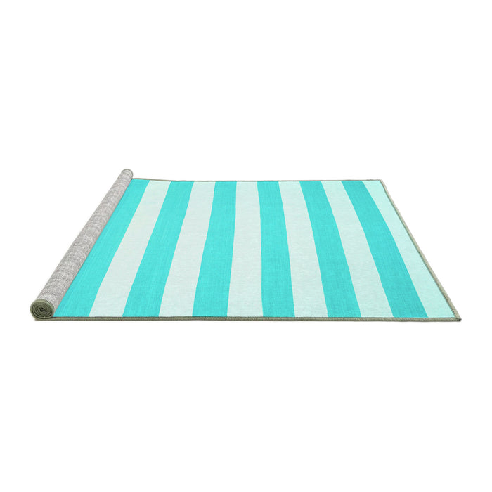 Sideview of Machine Washable Abstract Turquoise Contemporary Area Rugs, wshcon14turq