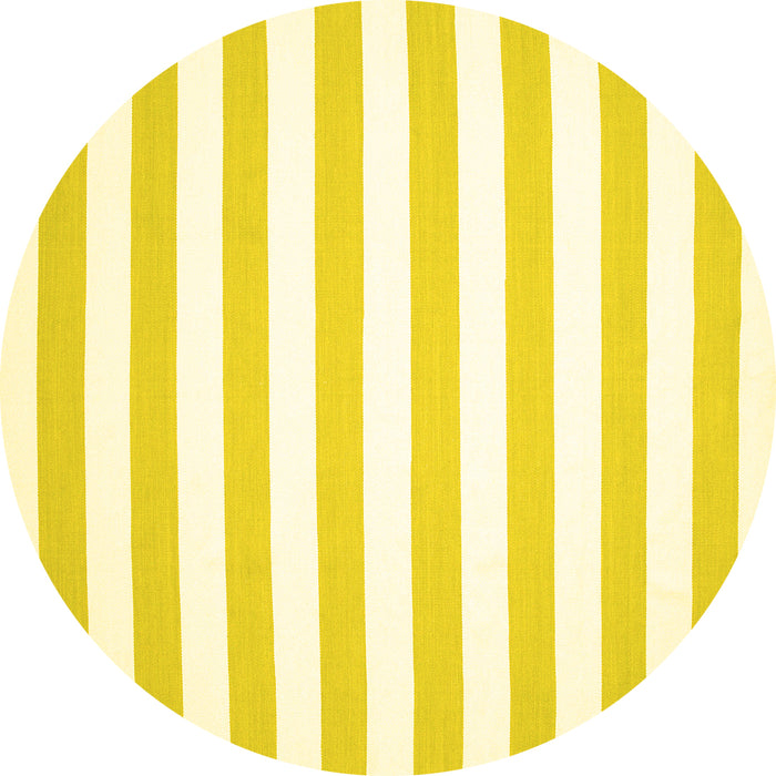 Round Abstract Yellow Contemporary Rug, con14yw