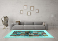 Machine Washable Abstract Light Blue Contemporary Rug, wshcon1500lblu