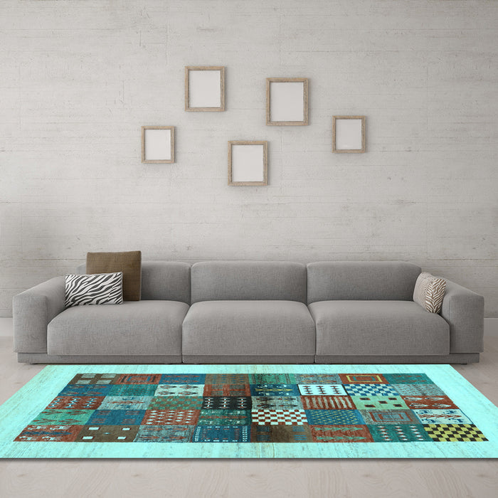 Machine Washable Abstract Light Blue Contemporary Rug in a Living Room, wshcon1500lblu