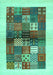 Machine Washable Abstract Turquoise Contemporary Area Rugs, wshcon1500turq