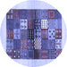 Round Abstract Blue Contemporary Rug, con1500blu