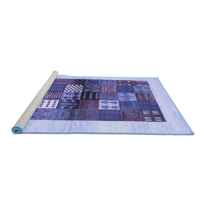 Sideview of Machine Washable Abstract Blue Contemporary Rug, wshcon1500blu
