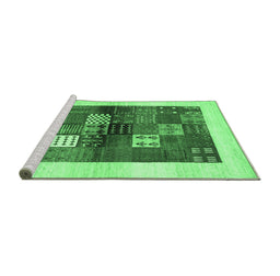 Sideview of Machine Washable Abstract Emerald Green Contemporary Area Rugs, wshcon1500emgrn
