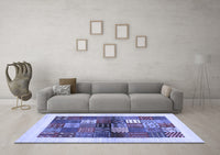 Machine Washable Abstract Blue Contemporary Rug, wshcon1500blu