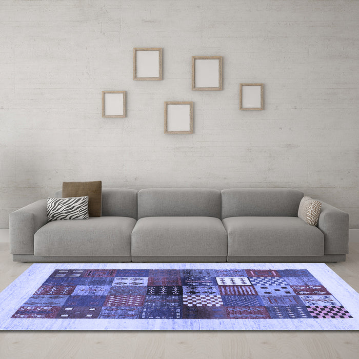 Machine Washable Abstract Blue Contemporary Rug in a Living Room, wshcon1500blu