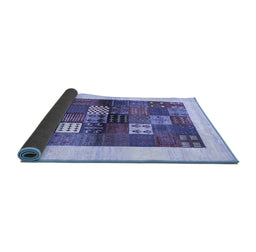 Sideview of Abstract Blue Contemporary Rug, con1500blu