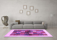 Machine Washable Abstract Purple Contemporary Rug, wshcon1500pur