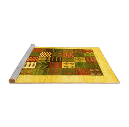 Sideview of Machine Washable Abstract Yellow Contemporary Rug, wshcon1500yw