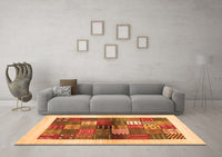 Machine Washable Abstract Orange Contemporary Rug, wshcon1500org