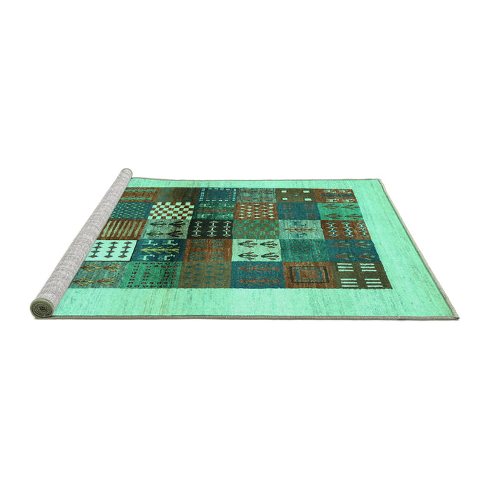 Sideview of Machine Washable Abstract Turquoise Contemporary Area Rugs, wshcon1500turq
