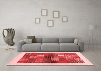 Machine Washable Abstract Red Contemporary Rug, wshcon1500red