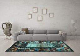 Machine Washable Abstract Light Blue Contemporary Rug in a Living Room, wshcon1501lblu