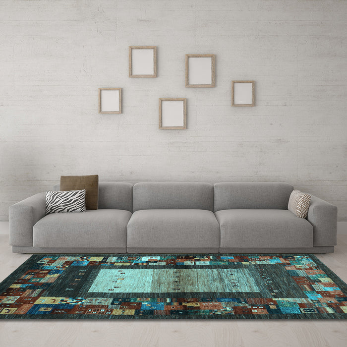 Machine Washable Abstract Light Blue Contemporary Rug in a Living Room, wshcon1501lblu