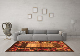 Machine Washable Abstract Orange Contemporary Area Rugs in a Living Room, wshcon1501org