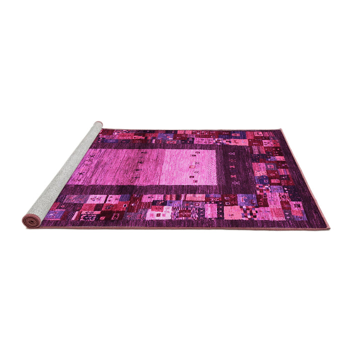 Sideview of Machine Washable Abstract Pink Contemporary Rug, wshcon1501pnk