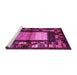 Sideview of Machine Washable Abstract Pink Contemporary Rug, wshcon1501pnk